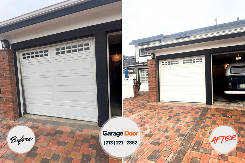 Before and after: garage door repair West Sand Lake, NY